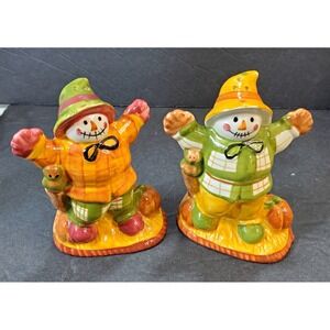 Vintage Kmart Scarecrow Harvest Pumpkin Salt & Pepper Shakers Fall Decor